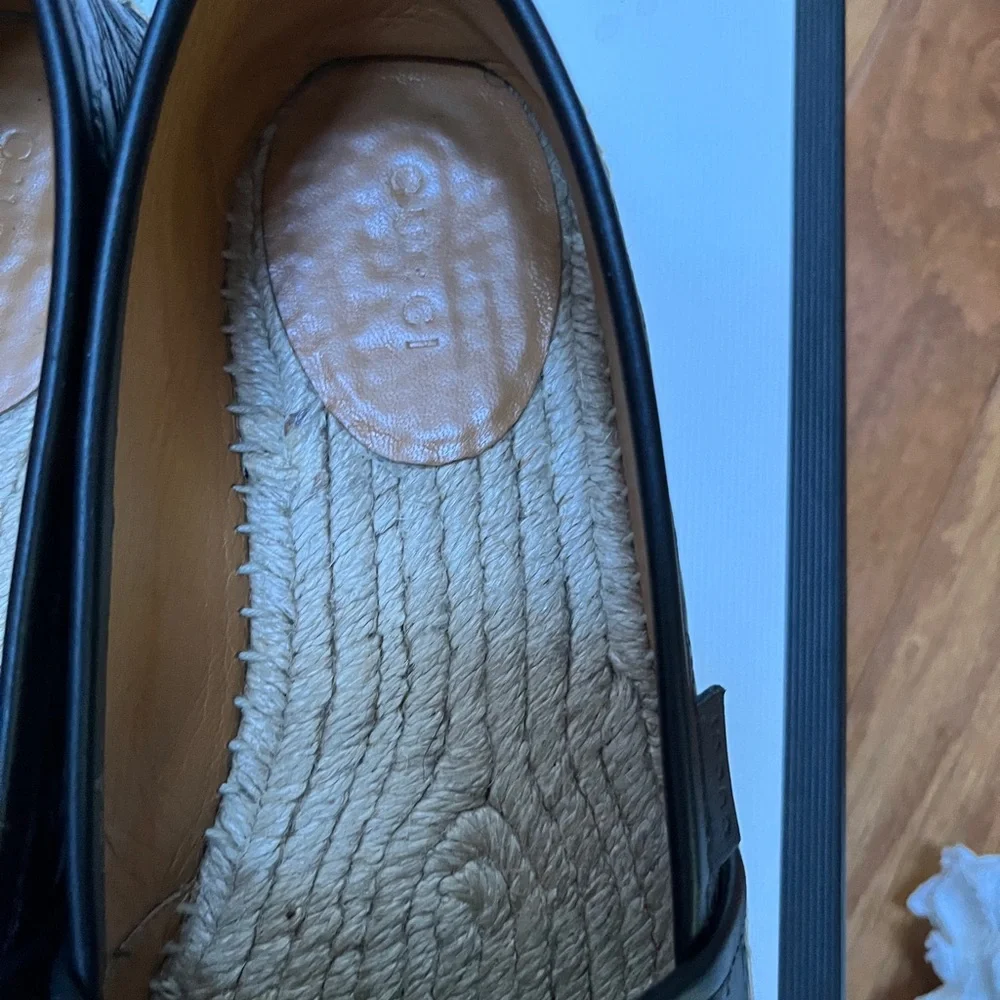 GUCCI Black microguccissima leather espadrille soft sole